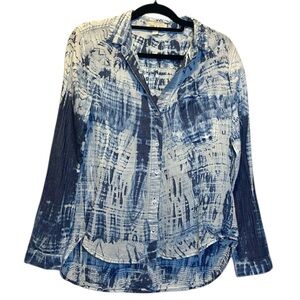 Cloth & Stone Button Up Shirt Women’s Small Blue White Tie Dye Collared Top